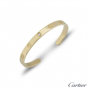 Cartier Yellow Gold Diamond Love Cuff Bracelet Size 18 B6029818